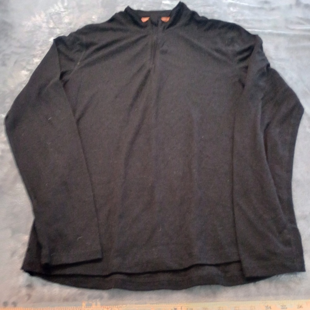 Omni Wool Pullover Mens XL Base Layer Black‎ Quarter Zip Wool Blend Cold Weather